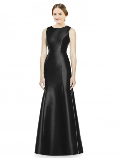Mermaid High Neck Satin Long Black Bridesmaid Dress Barrie