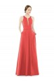 A-Line Jewel Neck Satin Long Firecracker Bridesmaid Dress Barrie
