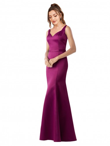 Sheath Bateau Neck Satin Long Merlot Black Tie Evening Gown / Prom Dress / Bridesmaid Dress Barrie