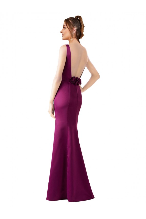 Sheath Bateau Neck Satin Long Merlot Black Tie Evening Gown / Prom Dress / Bridesmaid Dress Barrie