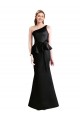 Mermaid One Shoulder Satin Long Black Bridesmaid Dress Barrie