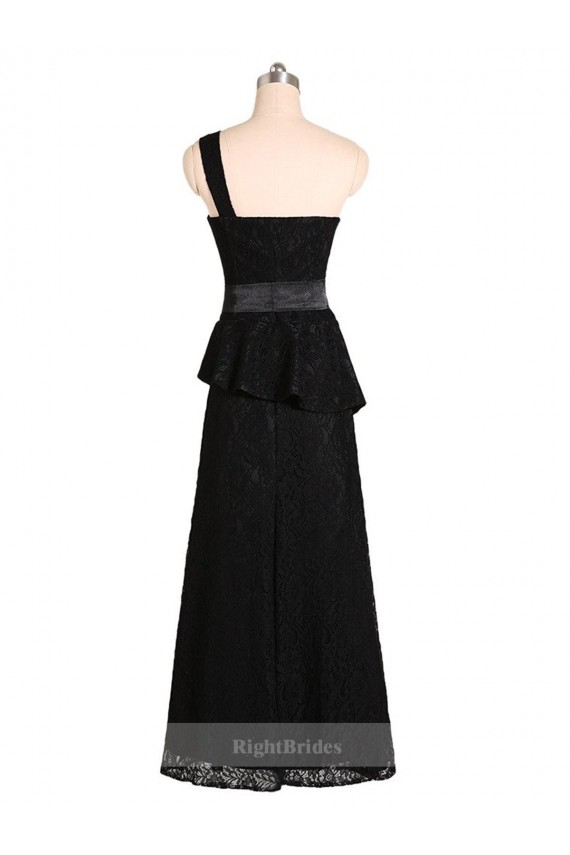 Mermaid One Shoulder Satin Long Black Bridesmaid Dress Barrie