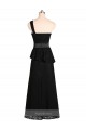 Mermaid One Shoulder Satin Long Black Bridesmaid Dress Barrie