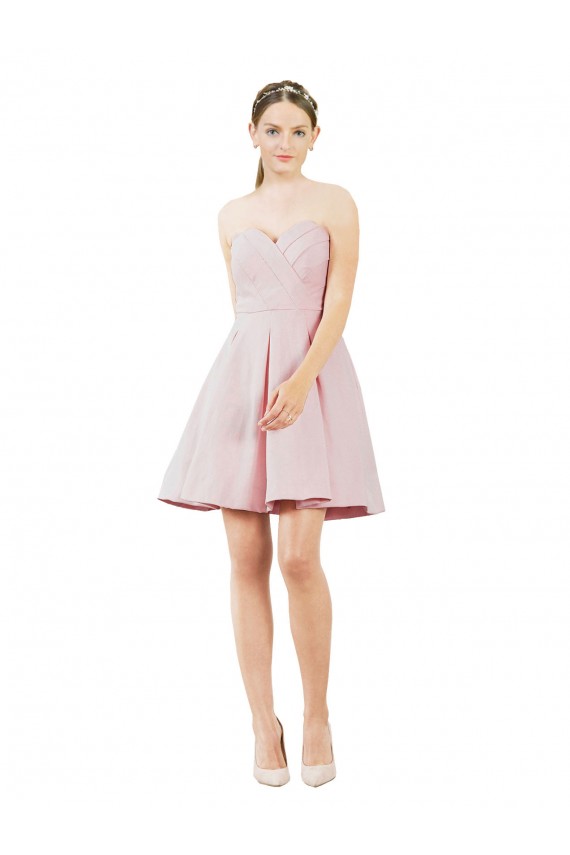 A-Line Sweetheart Satin Knee Length Pink Evening Gown / Bridesmaid Dress Barrie
