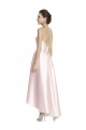 A-Line Halter Neck Satin Long Pink High Low Bridesmaid Dress Barrie