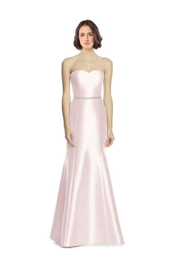 Mermaid Strapless Satin Long Pink Bridesmaid Dress Barrie