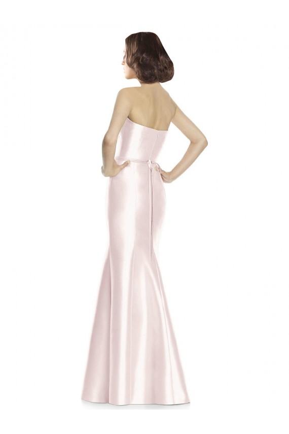 Mermaid Strapless Satin Long Pink Bridesmaid Dress Barrie
