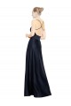 A-Line V-Neck Satin Long Dark Navy Prom Dress / Bridesmaid Dress Barrie