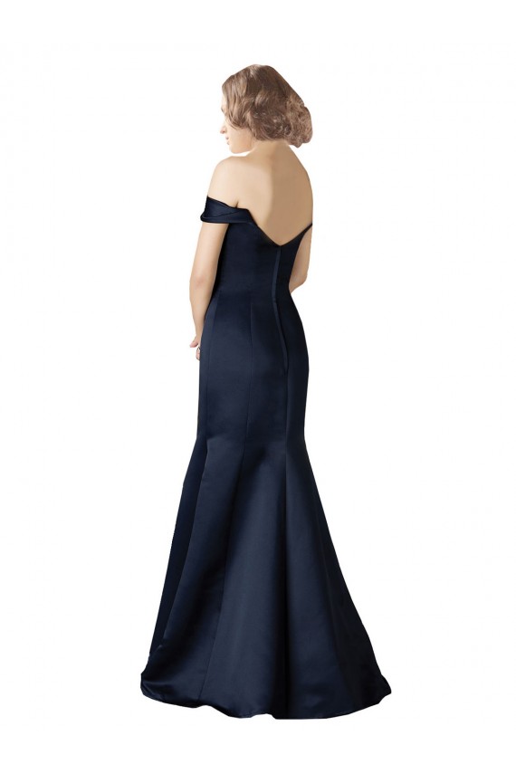Mermaid V-Neck Satin Long Dark Navy Prom Dress / Bridesmaid Dress Barrie