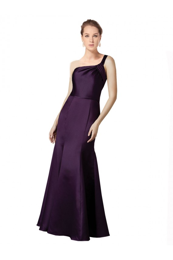 Mermaid One Shoulder Satin Long Grape Prom Dress / Bridesmaid Dress Barrie