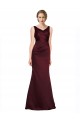 A-Line V-Neck Satin Long Burgundy Black Tie Evening Gown / Prom Dress / Bridesmaid Dress Barrie