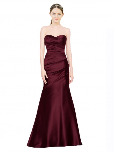 Mermaid Sweetheart Satin Long Burgundy Formal Evening Gown / Prom Dress / Bridesmaid Dress Barrie