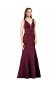 Sheath V-Neck Satin Long Burgundy Formal Evening Gown / Prom Dress / Bridesmaid Dress Barrie