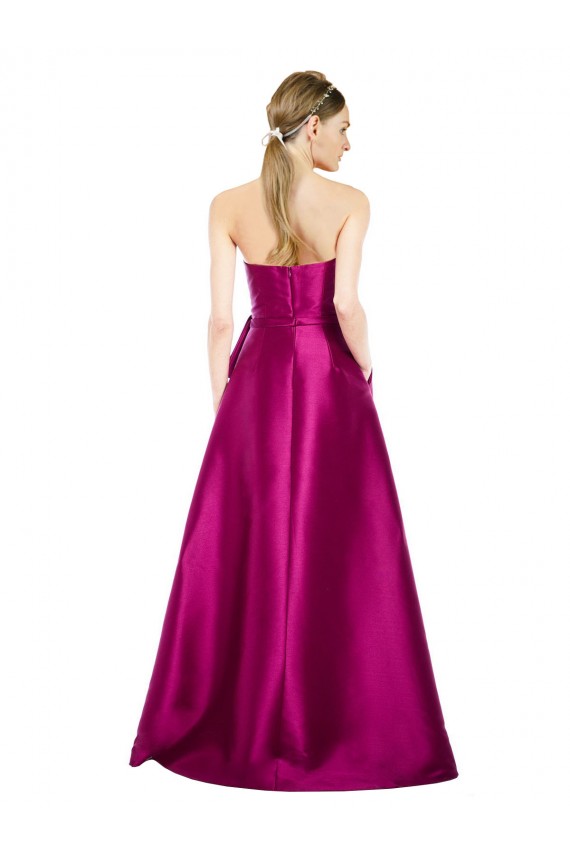 A-Line V-Neck Satin Long Merlot Prom Dress / Bridesmaid Dress Barrie