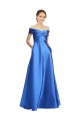 A-Line Off the Shoulder Satin Long Black Tie Evening Gown / Prom Dress / Bridesmaid Dress Barrie