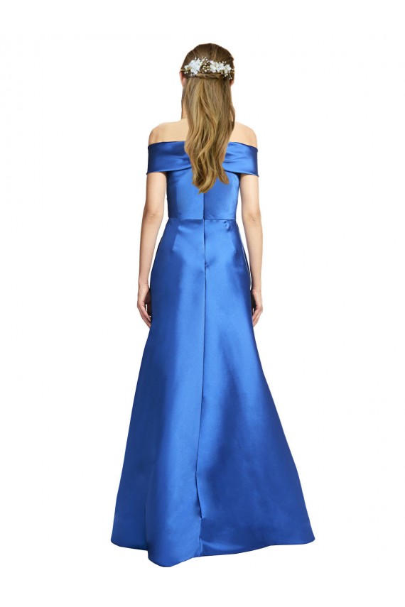 A-Line Off the Shoulder Satin Long Black Tie Evening Gown / Prom Dress / Bridesmaid Dress Barrie