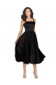 A-Line Square Neck Satin Knee Length Black Prom Dress / Bridesmaid Dress Barrie