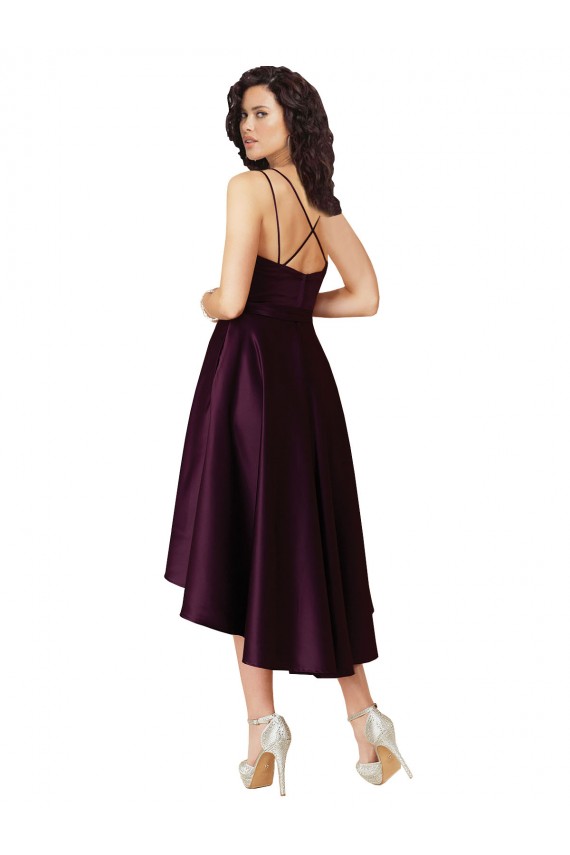 A-Line Scoop Neck Neck Satin Short Grape High Low Prom Dress / Bridesmaid Dress Barrie