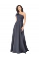 A-Line One Shoulder Satin Long Slate Grey Formal Evening Gown / Prom Dress / Bridesmaid Dress Barrie