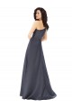 A-Line One Shoulder Satin Long Slate Grey Formal Evening Gown / Prom Dress / Bridesmaid Dress Barrie