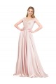 A-Line High Neck Satin Long Pink Formal Evening Gown / Prom Dress / Bridesmaid Dress Barrie