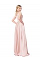 A-Line High Neck Satin Long Pink Formal Evening Gown / Prom Dress / Bridesmaid Dress Barrie