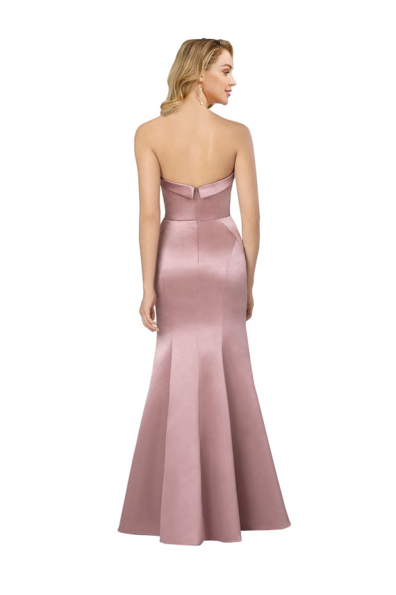 Sheath Strapless Satin Long Light Sky Blue Formal Evening Gown / Prom Dress / Bridesmaid Dress Barrie