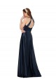 A-Line V-Neck Satin Long Dark Navy Formal Evening Gown / Prom Dress / Bridesmaid Dress Barrie