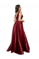 A-Line V-Neck Satin Long Burgundy Formal Plus Size Evening Gown / Prom Dress / Bridesmaid Dress Barrie