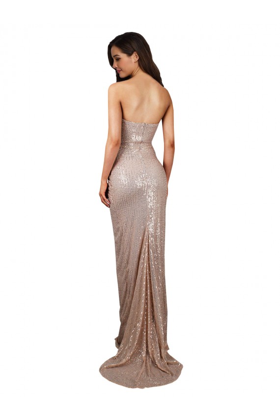 Mermaid Scoop Neck Sequin Long Champagne Formal Evening Gown / Prom Dress / Bridesmaid Dress Barrie