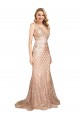Mermaid V-Neck Sequin & Sparkling Sequin Long Rose Gold Formal Plus Size Evening Gown / Prom Dress / Bridesmaid Dress Barrie