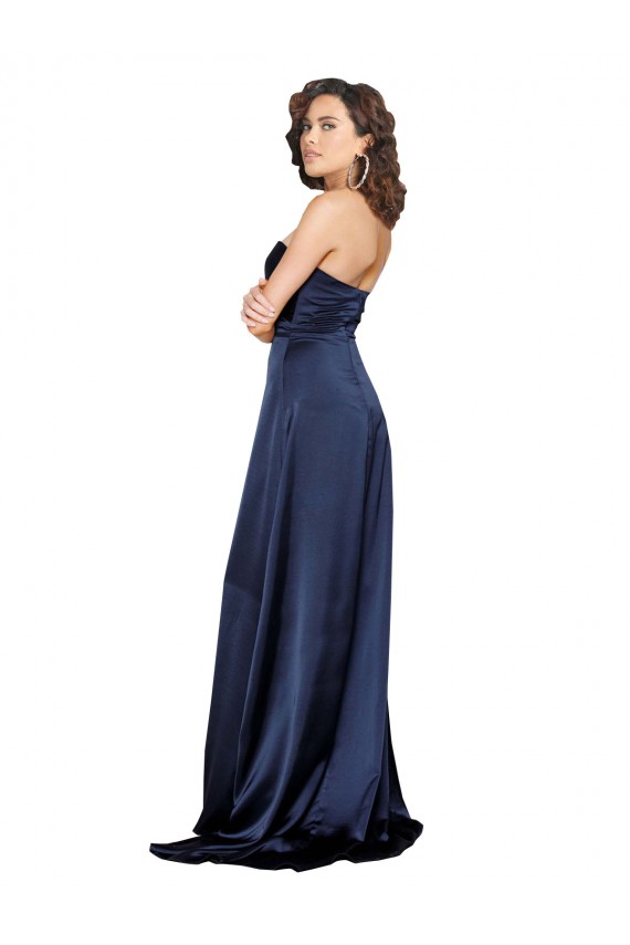A-Line High Neck Silk like Satin Long Sapphire Formal Evening Gown / Prom Dress / Bridesmaid Dress Barrie