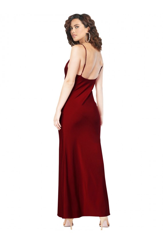 Sheath Cowl Neck Silk like Satin Long Burgundy Black Tie Evening Gown / Prom Dress / Bridesmaid Dress Barrie