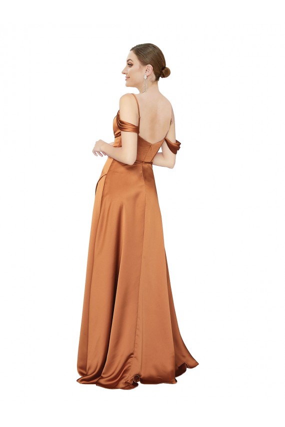 A-Line Sweetheart Silk like Satin Long Orange Formal Evening Gown / Prom Dress / Bridesmaid Dress Barrie