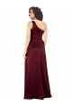 A-Line One Shoulder Silk like Satin Long Burgundy Formal Evening Gown / Prom Dress / Bridesmaid Dress Barrie
