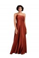 A-Line One Shoulder Silk like Satin Long Burnt Orange Black Tie Evening Gown / Prom Dress / Bridesmaid Dress Barrie