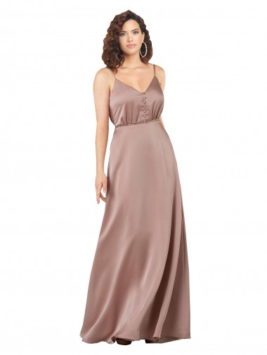 A-Line Sweetheart Silk like Satin Long Dusty Pink Formal Evening Gown / Bridesmaid Dress Barrie