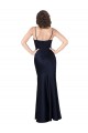 A-Line Cowl Neck Silk like Satin Long Dark Navy Black Tie Evening Gown / Prom Dress / Bridesmaid Dress Barrie