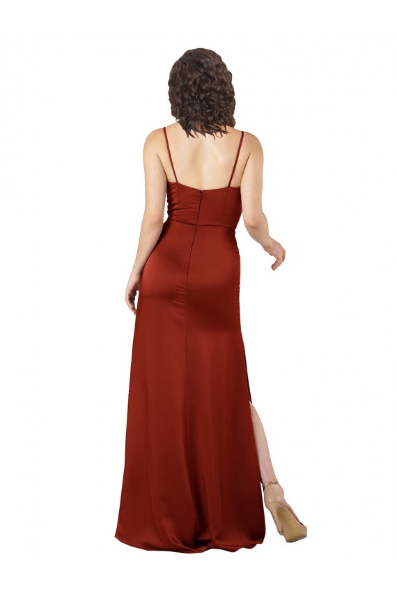 A-Line Square Neck Silk like Satin Long Red Formal Evening Gown / Prom Dress / Bridesmaid Dress Barrie