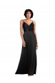 Column V-Neck Silk like Satin Long Black Formal Evening Gown / Prom Dress / Bridesmaid Dress Barrie