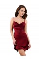 Sheath Cowl Neck Silk like Satin Midi Length Burgundy Formal Evening Gown / Prom Dress / Bridesmaid Dress Barrie