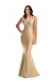 Mermaid V-Neck Silk like Satin Long Soft Gold Formal Plus Size Evening Gown / Prom Dress / Bridesmaid Dress Barrie