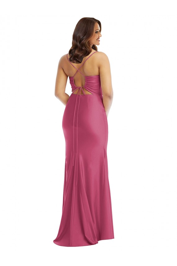 Mermaid Cowl Neck Silk like Satin Long Fuchsia Formal Plus Size Evening Gown / Prom Dress / Bridesmaid Dress Barrie