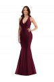 Mermaid V-Neck Silk like Satin Long Burgundy Formal Plus Size Evening Gown / Prom Dress / Bridesmaid Dress Barrie