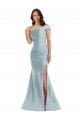 Mermaid One Shoulder Silk like Satin Long Light Sky Blue Formal Evening Gown / Prom Dress / Bridesmaid Dress Barrie