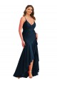 Mermaid Spaghetti Straps Silk like Satin Long Dark Navy High Low Plus Size Evening Gown / Prom Dress / Bridesmaid Dress Barrie