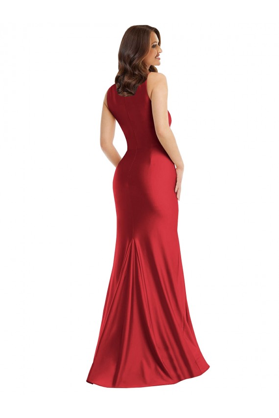 Mermaid Square Neck Silk like Satin Long Red Formal Plus Size Evening Gown / Prom Dress / Bridesmaid Dress Barrie