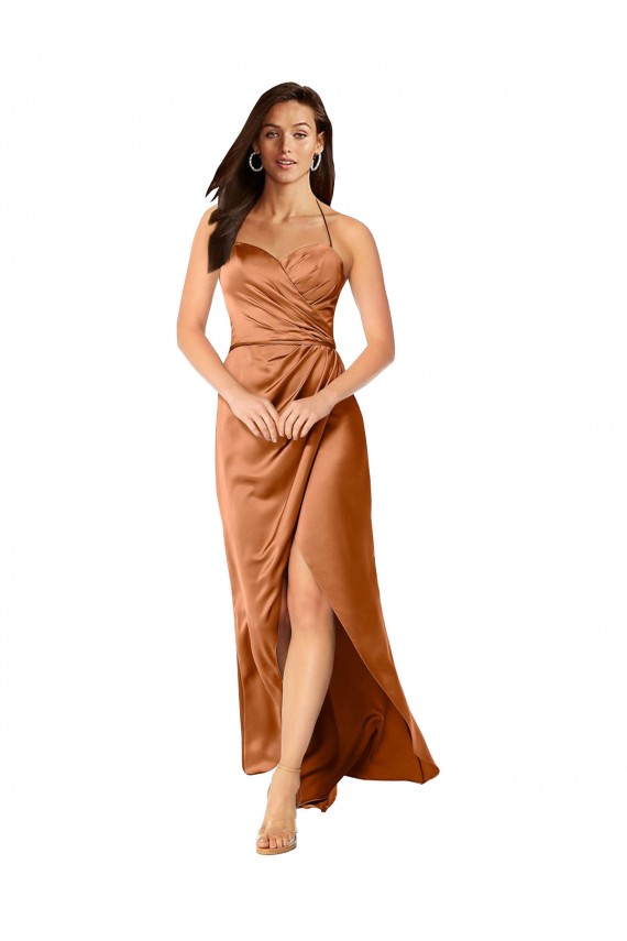 A-Line Sweetheart Silk like Satin Long Orange High Low Evening Gown / Prom Dress / Bridesmaid Dress Barrie