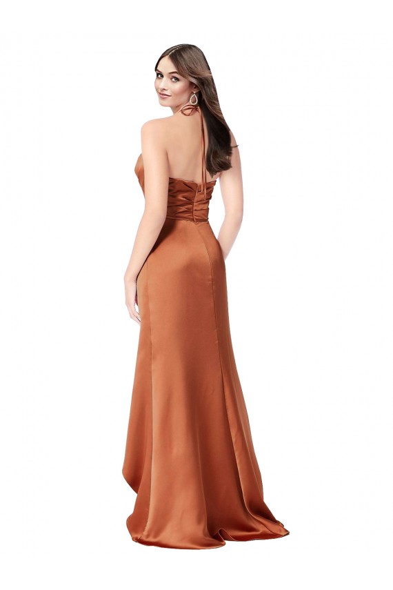 A-Line Sweetheart Silk like Satin Long Orange High Low Evening Gown / Prom Dress / Bridesmaid Dress Barrie