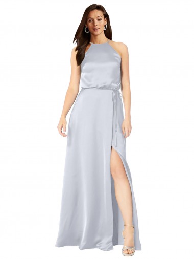 A-Line Halter Neck Silk like Satin Long Fog Formal Evening Gown / Bridesmaid Dress Barrie